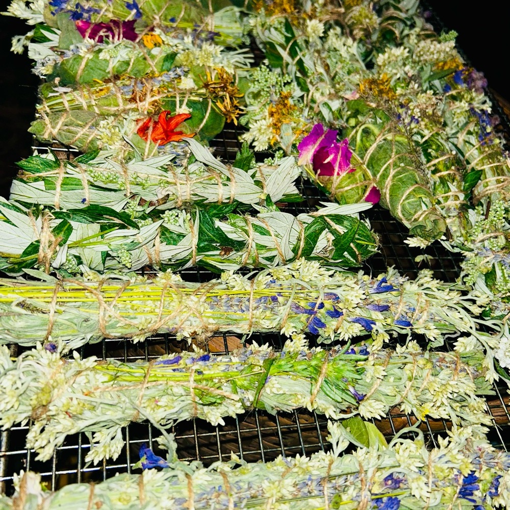 Artisanal Sage and Wildflower Cleansing Bundles – Green with Purple Accents